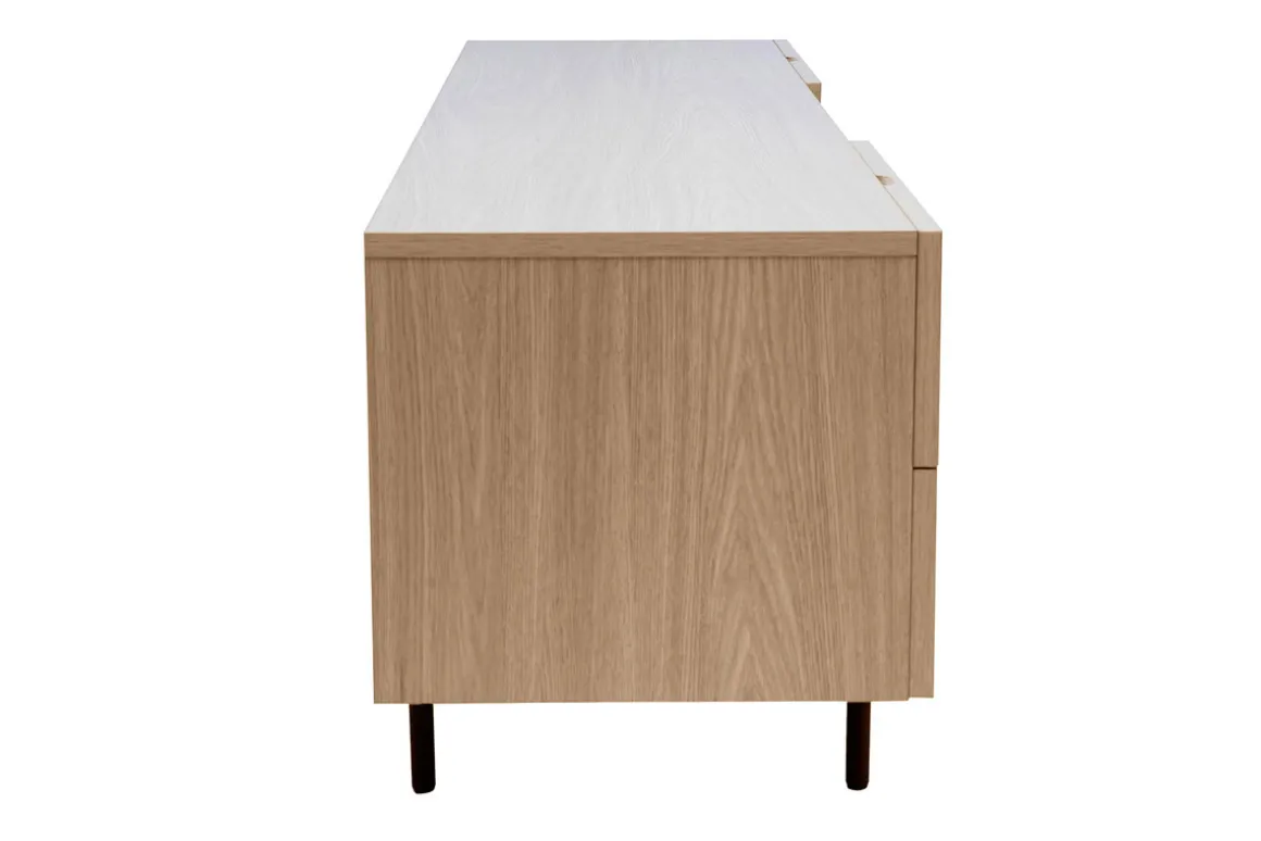 Online Miliboo Mueble TV de diseño con armarios de madera de roble claro y metal negro 180 cm ALASKA
