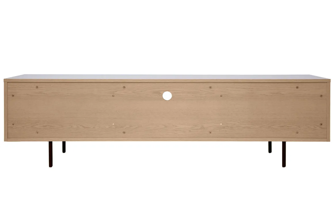 Online Miliboo Mueble TV de diseño con armarios de madera de roble claro y metal negro 180 cm ALASKA