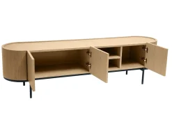 Store Miliboo Mueble TV de diseño en madera clara y metal negro con almacenaje 180 cm SKYE