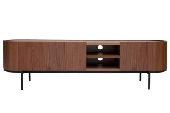 Cheap Miliboo Mueble TV de diseño en nogal oscuro y metal negro con almacenaje 180 cm SKYE