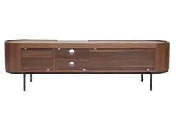 Cheap Miliboo Mueble TV de diseño en nogal oscuro y metal negro con almacenaje 180 cm SKYE