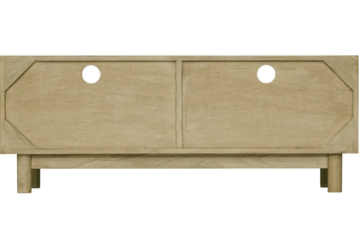 Hot Miliboo Mueble TV de madera clara y caña de ratán 120 cm GALINA