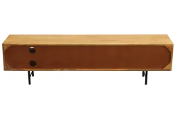 Clearance Miliboo Mueble TV de madera clara de mango macizo con grabado 160 cm AGRA