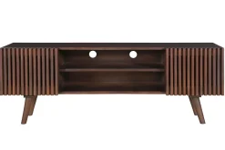 Sale Miliboo Mueble TV de madera maciza de mango oscuro con puertas correderas 140 cm ALBA