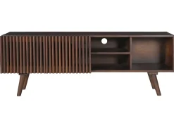 Sale Miliboo Mueble TV de madera maciza de mango oscuro con puertas correderas 140 cm ALBA