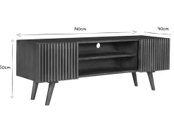 Sale Miliboo Mueble TV de madera maciza de mango oscuro con puertas correderas 140 cm ALBA