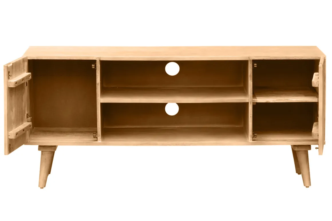 Discount Miliboo Mueble TV de madera maciza de mango 135 cm RUBIA