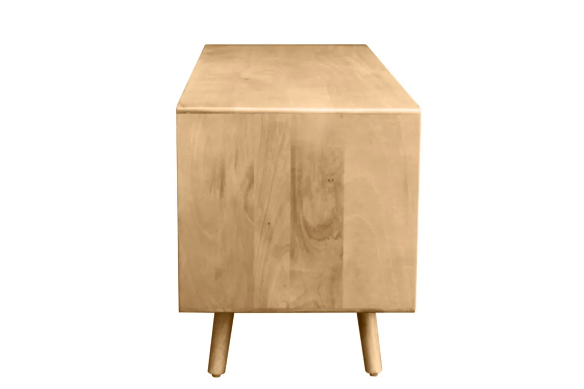 Store Miliboo Mueble TV de madera maciza de mango y caña de ratán 110 cm ACANGE