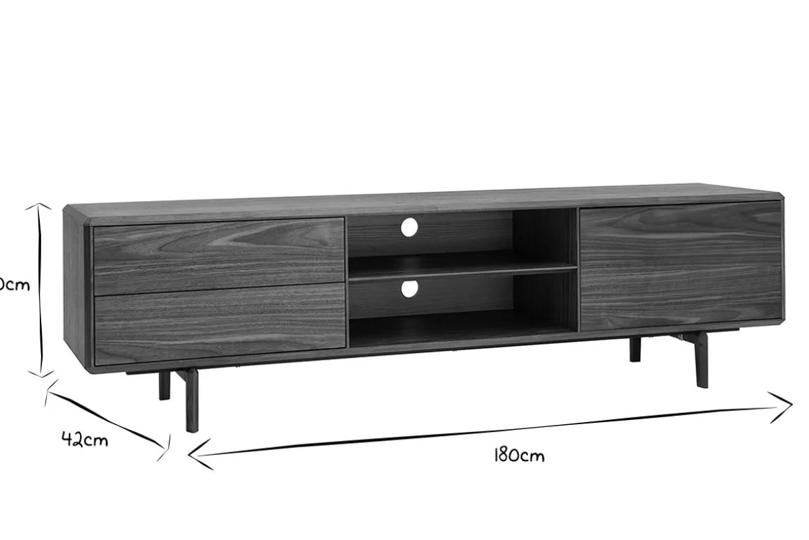 New Miliboo Mueble TV de nogal con almacenaje 180 cm SUVA