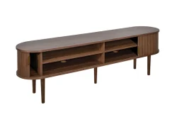 Sale Miliboo Mueble TV de nogal oscuro con almacenaje y 2 puertas correderas 180 cm EPIC