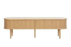 Fashion Miliboo Mueble TV de roble claro con almacenaje y 2 puertas correderas 180 cm EPIC