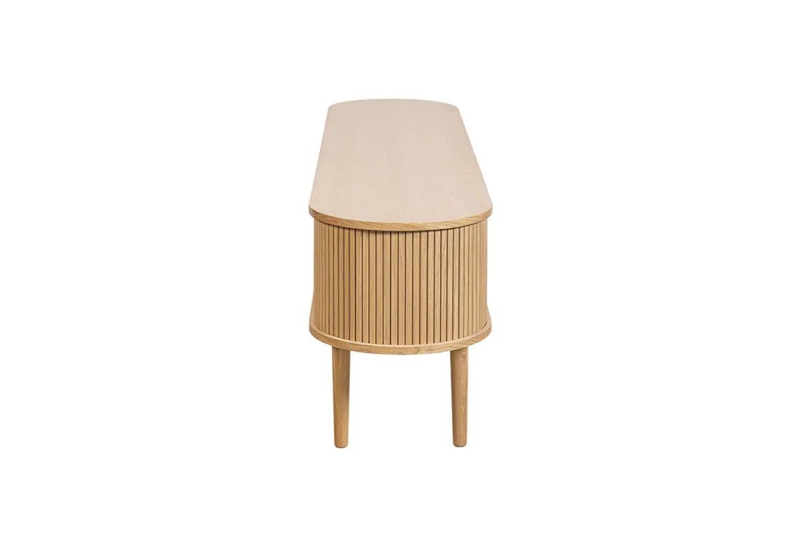 Fashion Miliboo Mueble TV de roble claro con almacenaje y 2 puertas correderas 180 cm EPIC