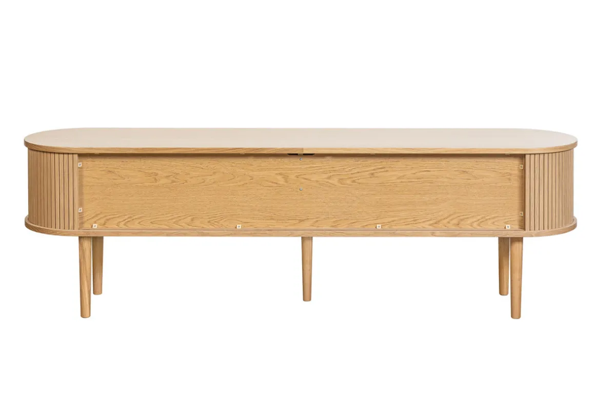Fashion Miliboo Mueble TV de roble claro con almacenaje y 2 puertas correderas 180 cm EPIC