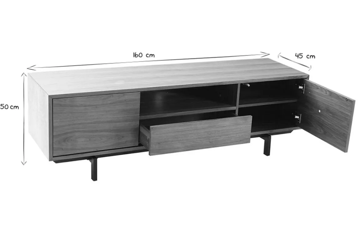 Online Miliboo Mueble TV diseño vintage 160cm nogal MANNY