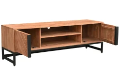 Best Sale Miliboo Mueble TV en acacia y metal negro STICK