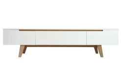 Hot Miliboo Mueble TV escandinavo blanco brillante y fresno 180cm MELKA