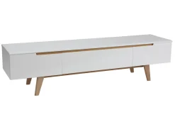 Hot Miliboo Mueble TV escandinavo blanco brillante y fresno 180cm MELKA