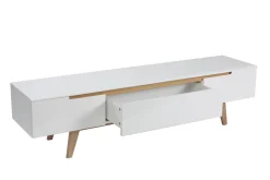 Hot Miliboo Mueble TV escandinavo blanco brillante y fresno 180cm MELKA