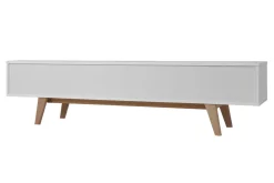 Hot Miliboo Mueble TV escandinavo blanco brillante y fresno 180cm MELKA