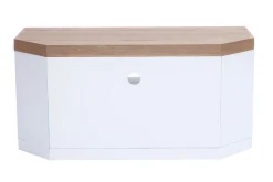 Best Sale Miliboo Mueble TV esquinero de contrachapado de madera de fresno y blanco MAX