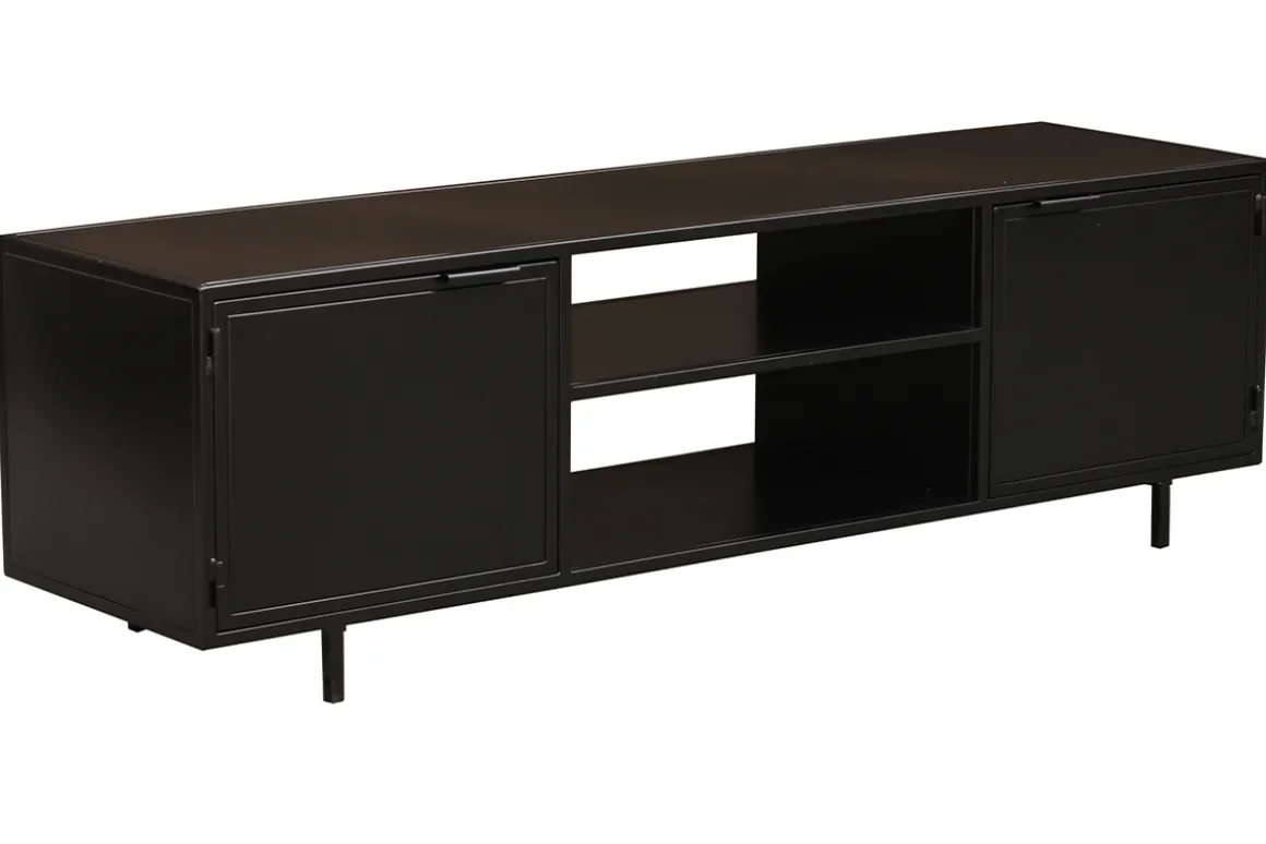 Cheap Miliboo Mueble TV industrial negro con 2 puertas 150 KARL