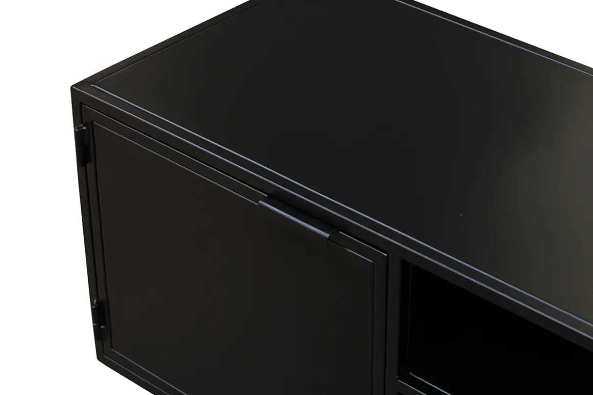 Cheap Miliboo Mueble TV industrial negro con 2 puertas 150 KARL