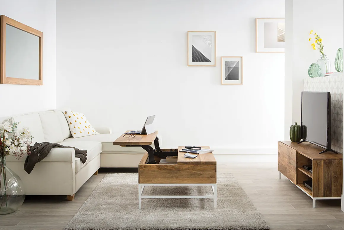 Sale Miliboo Mueble TV mago y metal blanco 145cm BOHO
