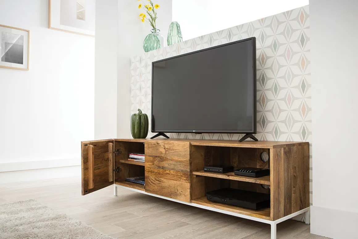 Sale Miliboo Mueble TV mago y metal blanco 145cm BOHO