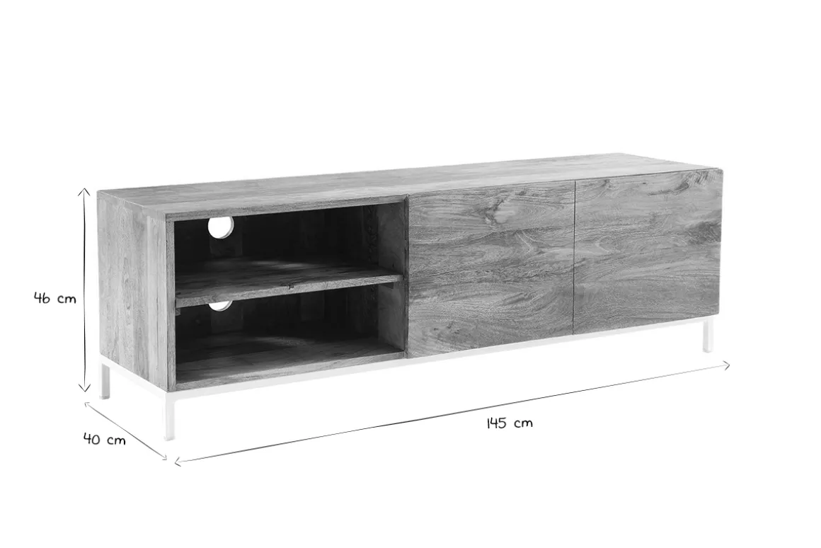 Sale Miliboo Mueble TV mago y metal blanco 145cm BOHO