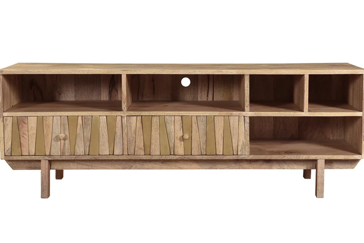 Outlet Miliboo Mueble TV mango y latón ZAIKA