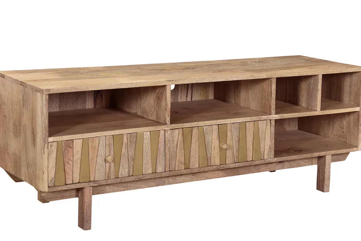 Outlet Miliboo Mueble TV mango y latón ZAIKA