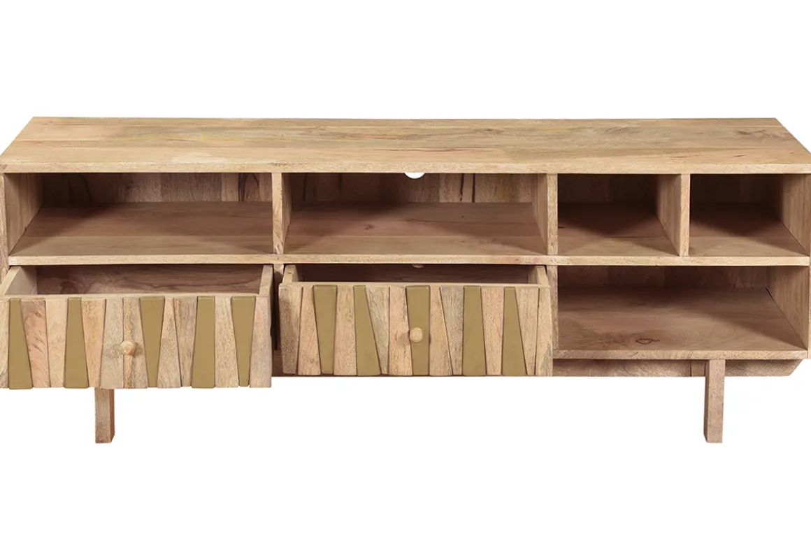 Outlet Miliboo Mueble TV mango y latón ZAIKA