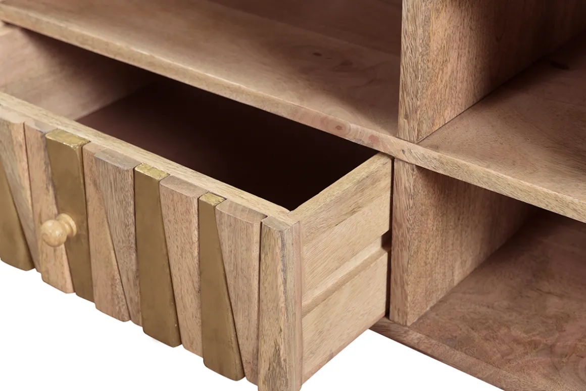 Outlet Miliboo Mueble TV mango y latón ZAIKA
