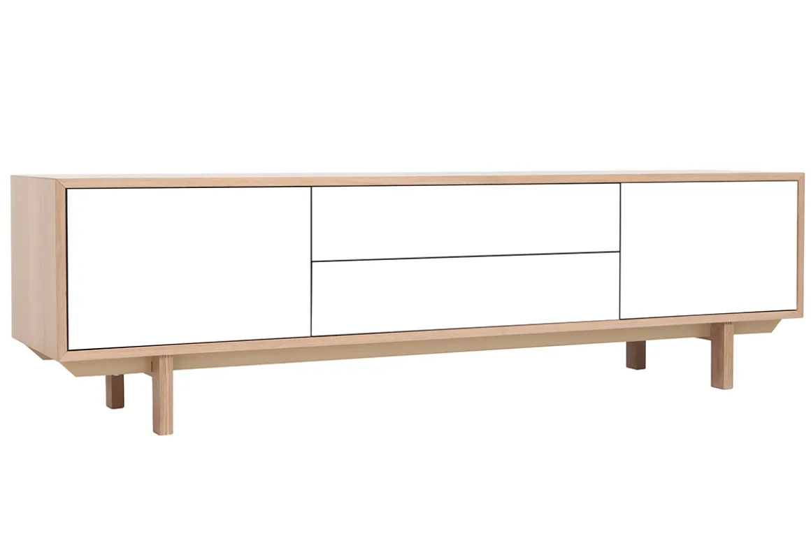 New Miliboo Mueble TV nórdico madera y blanco 180cm SID