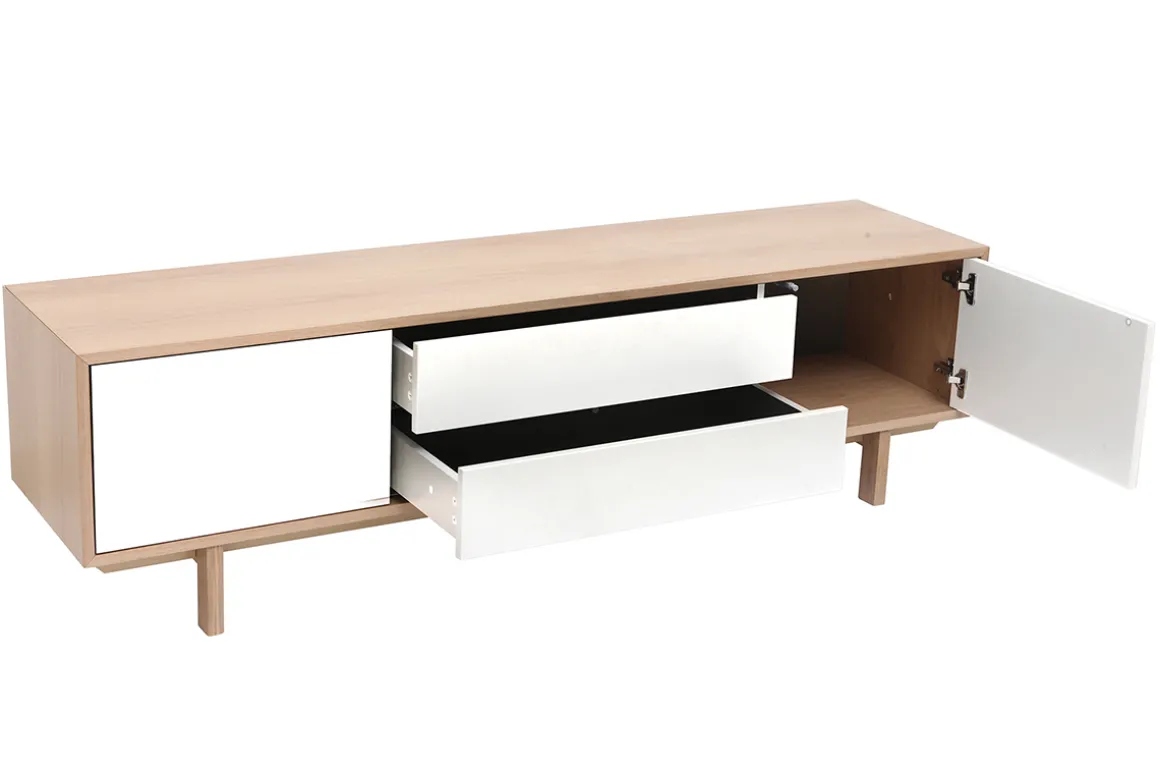 New Miliboo Mueble TV nórdico madera y blanco 180cm SID