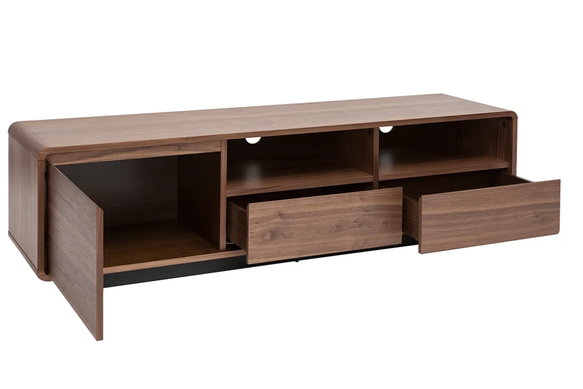 Fashion Miliboo Mueble TV vintage con acabado de nogal 160 cm JAKO