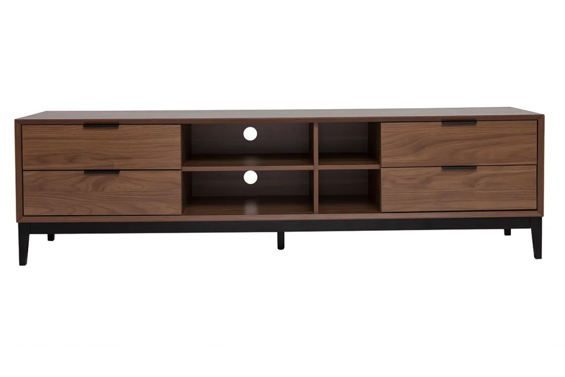 Shop Miliboo Mueble TV vintage con acabado de madera de nogal oscuro y metal negro con almacenaje 180 cm SARTO