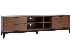 Shop Miliboo Mueble TV vintage con acabado de madera de nogal oscuro y metal negro con almacenaje 180 cm SARTO