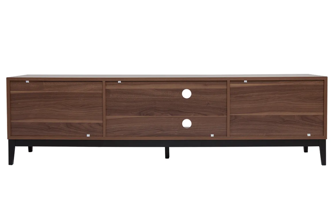 Shop Miliboo Mueble TV vintage con acabado de madera de nogal oscuro y metal negro con almacenaje 180 cm SARTO
