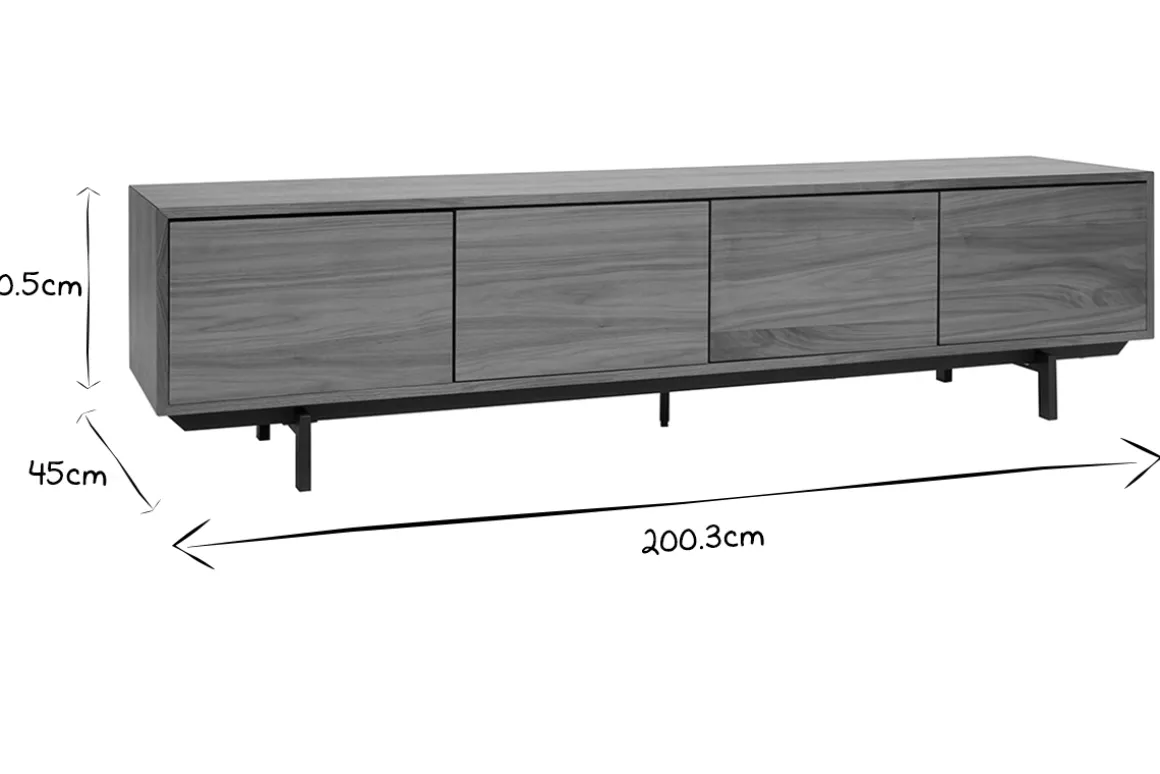 Fashion Miliboo Mueble TV vintage de nogal y metal 200 cm MANNY