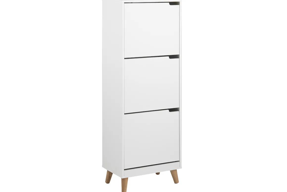Cheap Miliboo Mueble zapatero nórdico 3 cajones madera y blanco MITRAA