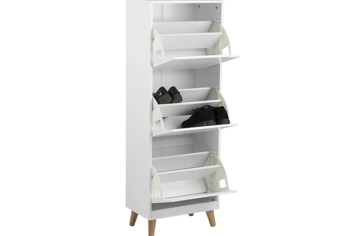 Cheap Miliboo Mueble zapatero nórdico 3 cajones madera y blanco MITRAA