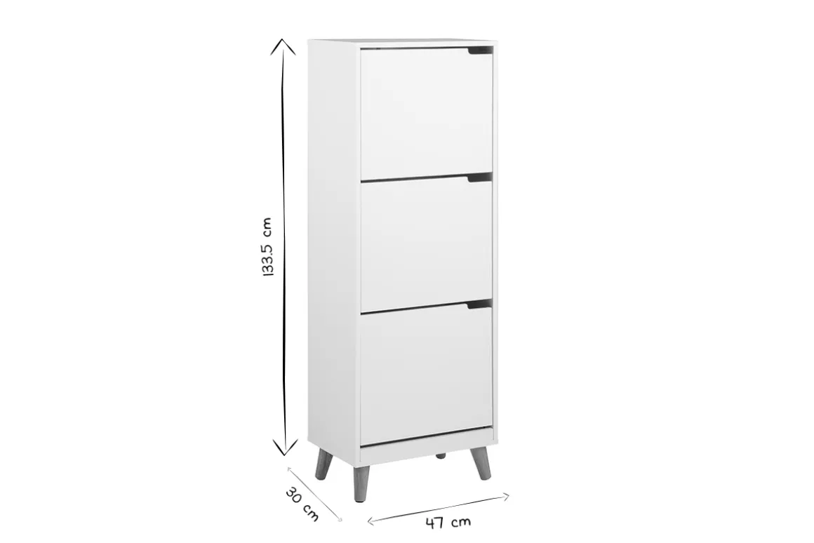 Cheap Miliboo Mueble zapatero nórdico 3 cajones madera y blanco MITRAA