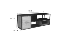 Outlet Miliboo Muuble TV en mango y metal negro JAIPUR