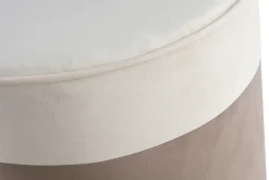 Online Miliboo Puf de diseño bicolor de terciopelo blanco crema y topo 40 cm diám. DAISY