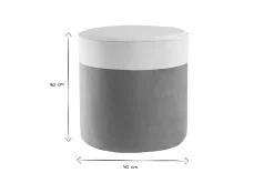 Online Miliboo Puf de diseño bicolor de terciopelo blanco crema y topo 40 cm diám. DAISY