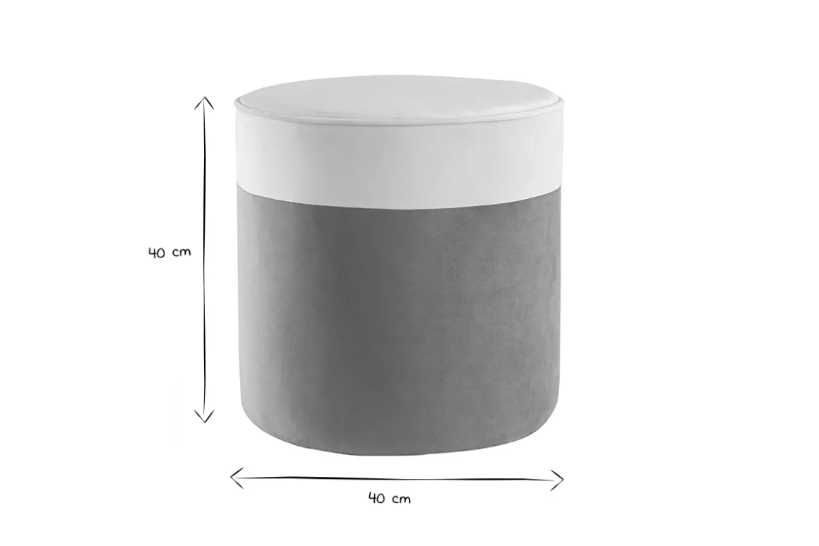 Online Miliboo Puf de diseño bicolor de terciopelo blanco crema y topo 40 cm diám. DAISY