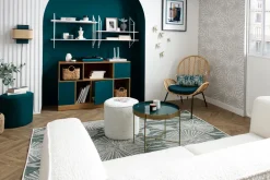 Discount Miliboo Puf de diseño tejido efecto lana rizada colo crudo MERIBEL
