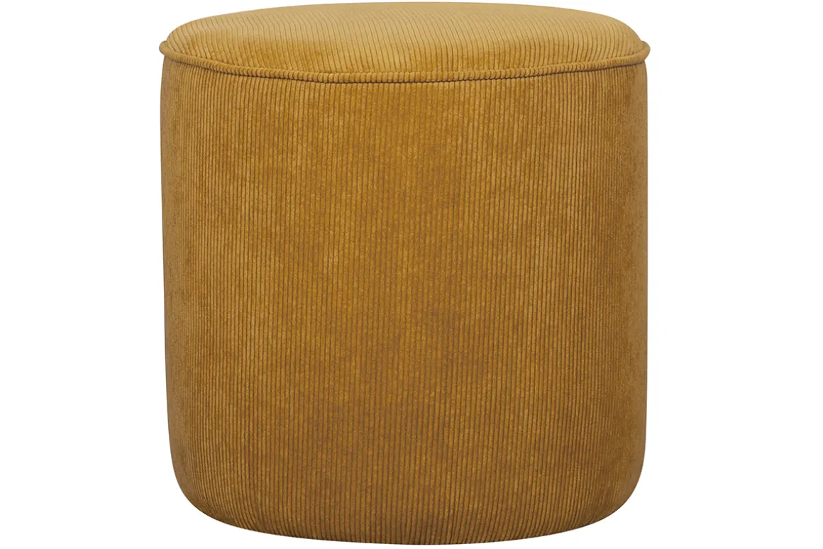 Online Miliboo Puf redondo de pana amarilla 40 cm diám. LOUIS