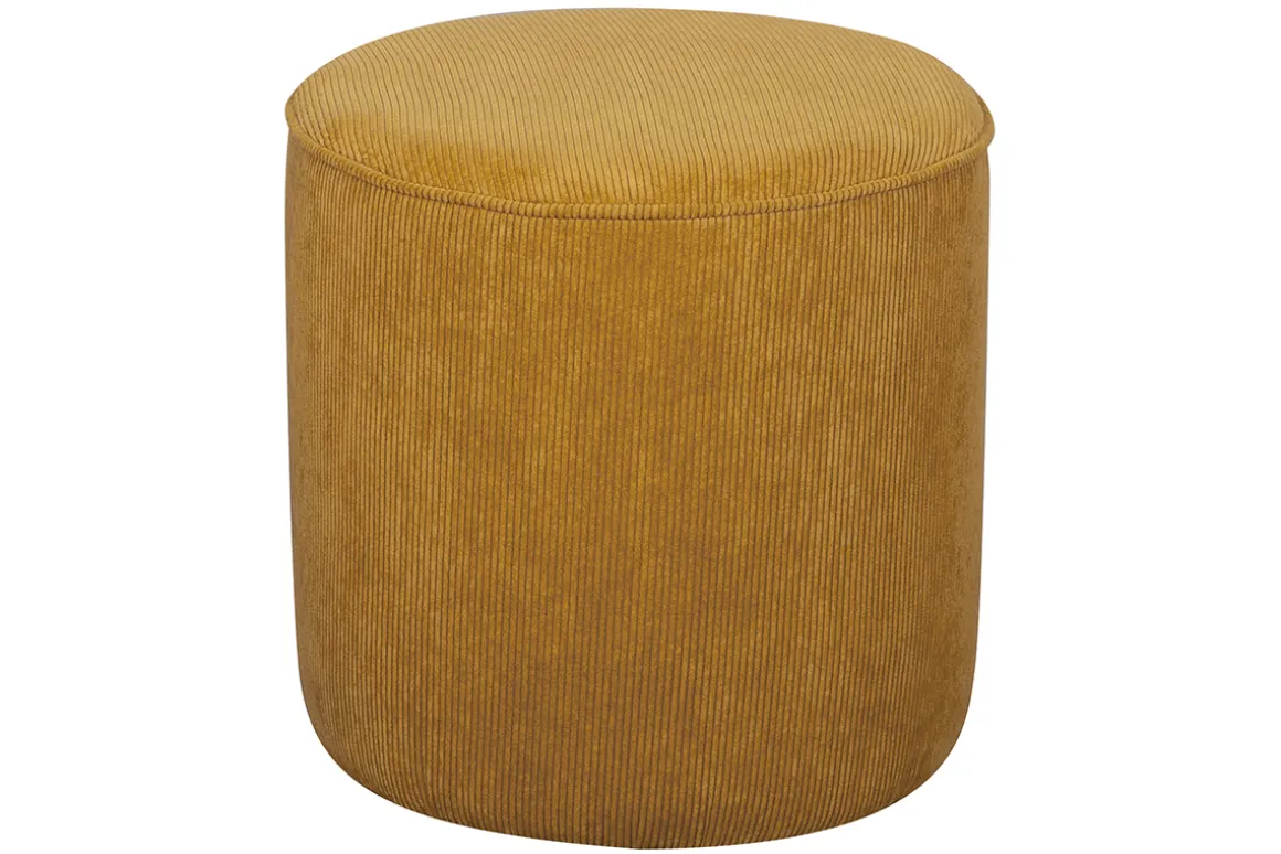 Online Miliboo Puf redondo de pana amarilla 40 cm diám. LOUIS